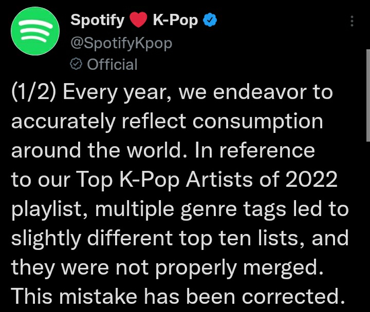 JoonieArkive's tweet photo. Manipulation in broad daylight like who do you think you are fooling? Anyways, bts and army won!
#SpotifyCorrupt #Spotifyfraud https://t.co/2KBOCGOgka