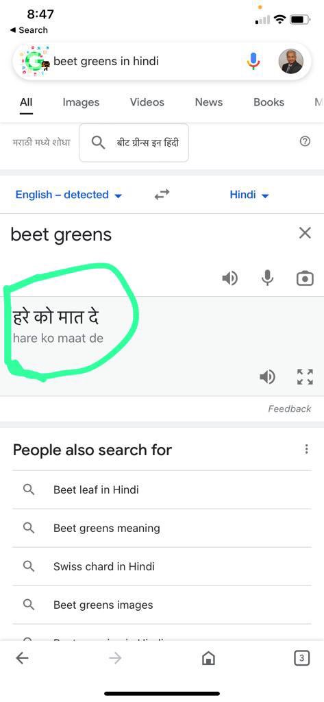 #Google please don’t “beet” up Hindi like this ! It has strong healthy roots