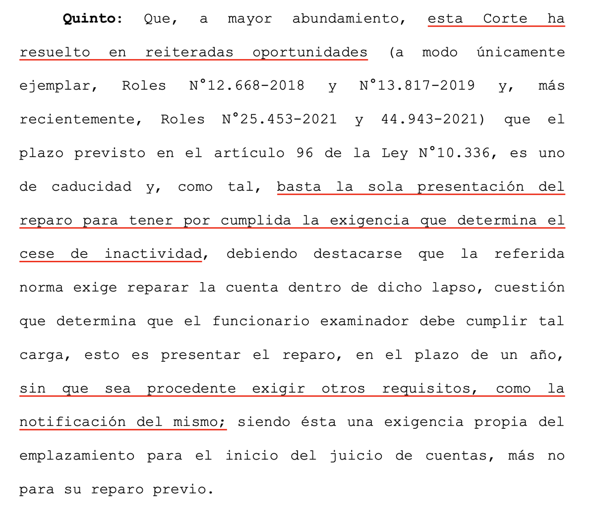 LuisCorderoVega's tweet photo. CS (1.12.2022, rol 67583-2022) reitera: el plazo de un año para presentar el reparo en juicio de cuentas es uno de caducidad, de modo que cumplida con esa exigencia es suficiente para cesar la inactividad, sin que sea necesario la notificación del reparo. https://t.co/N5wRBb57ce