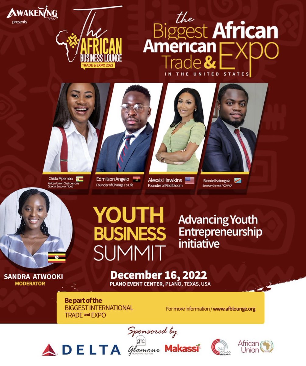 BKatongola's tweet photo. I'm excited to speak at The African American Business Lounge International Trade and Expo,alongside the Mayor of Plano TX,Ambassadors, and many other inspiring individuals &amp; most importantly,to learn from everyone.

Let's get together in Dec 📍🇺🇸@ICOYACA @AfCFTA @ITC_Youth https://t.co/9F0TcjKIay