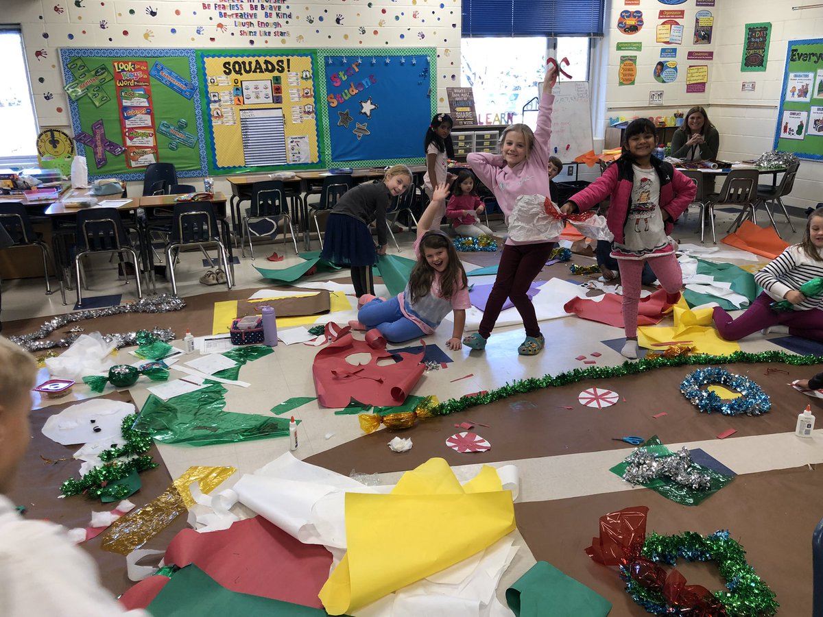 Today, our 2nd graders collaborated to transform their doorways and hall into a gingerbread village! This STEAM activity incorporated money skills as students had to “buy” their materials. Every student was engaged and invested in this activity. Stay tuned for the big reveal!