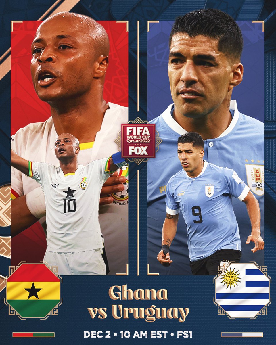 FOXSoccer's tweet photo. Ghana battles Uruguay today on FS1 📺

Tune in for their matchup at 10 AM EST 🇬🇭⚔️🇺🇾 https://t.co/jeX8z4PFop