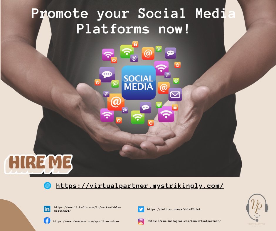 afable32dict's tweet photo. Social media is an important component of your marketing plan. It allows you to communicate with your customers and raise brand awareness. Let's get started!❤🤳📣.
#VPservices#socialmediapromotion https://t.co/AmgRdMGLB6