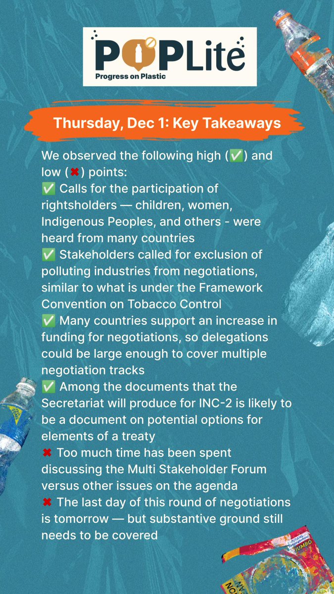 brkfreeplastic's tweet photo. DECEMBER 1: Global Plastics Treaty Coalition INC-1 Recap 

See photos to discover key takeaways, insights, and highlights of today's negotiations. 

Share your thoughts and comments below! 

#PlasticsTreaty #INC1  #BreakFreeFromPlastic #BeatPlasticPollution #PlasticsINC https://t.co/lGEEhXf2ta