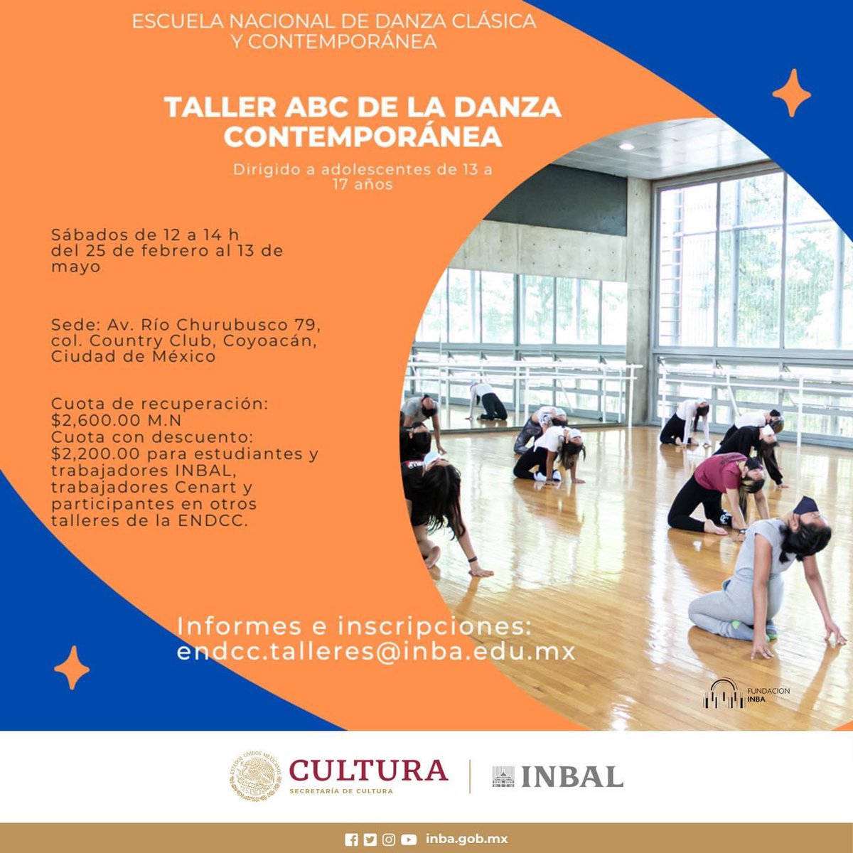 DanzadanceOrg's tweet photo. ¡Participa en los los talleres @endcc en 2023! @bellasartesinba Informes endcc.talleres@inba.edu.mx
@endccdancers #danza #danzaclasica #ballet #dancestudent #dance #dancer #bailarina #bailarín #danceclass #danzadanceorg https://t.co/3mLfjwqOIt