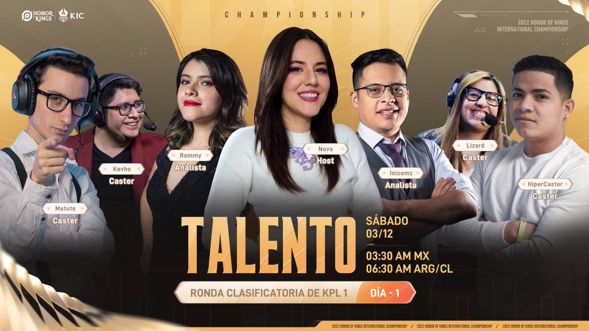 Conoce al talento que te acompañará durante las transmisiones completamente en español de la fase de grupos y las siguientes etapas durante todo el #KIC2022 🏆

¡No te lo pierdas y apoya a tus equipos favoritos!
#HonorOfKings2022 #HonorOfKings