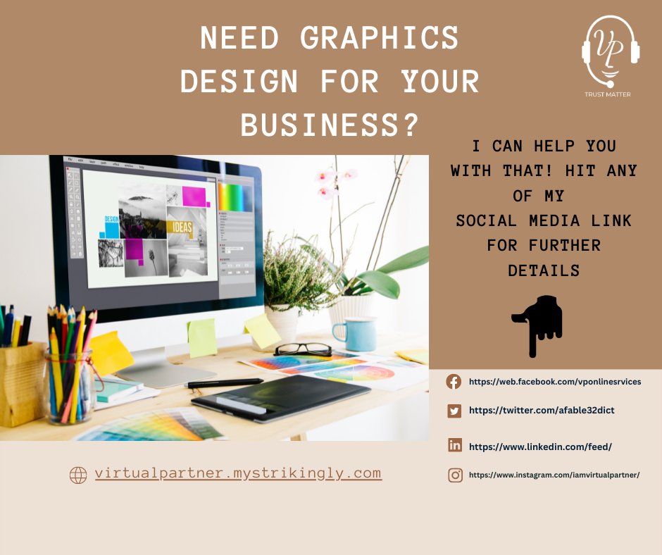 afable32dict's tweet photo. Graphics designs serve to generate a great impression by creating visual concepts to express information and convey ideas to an audience. It can also influence an audience and convert them into customers. Let's start to create a strong impression!😊
#VPservices#designinspiration https://t.co/BIlMXzGiTm