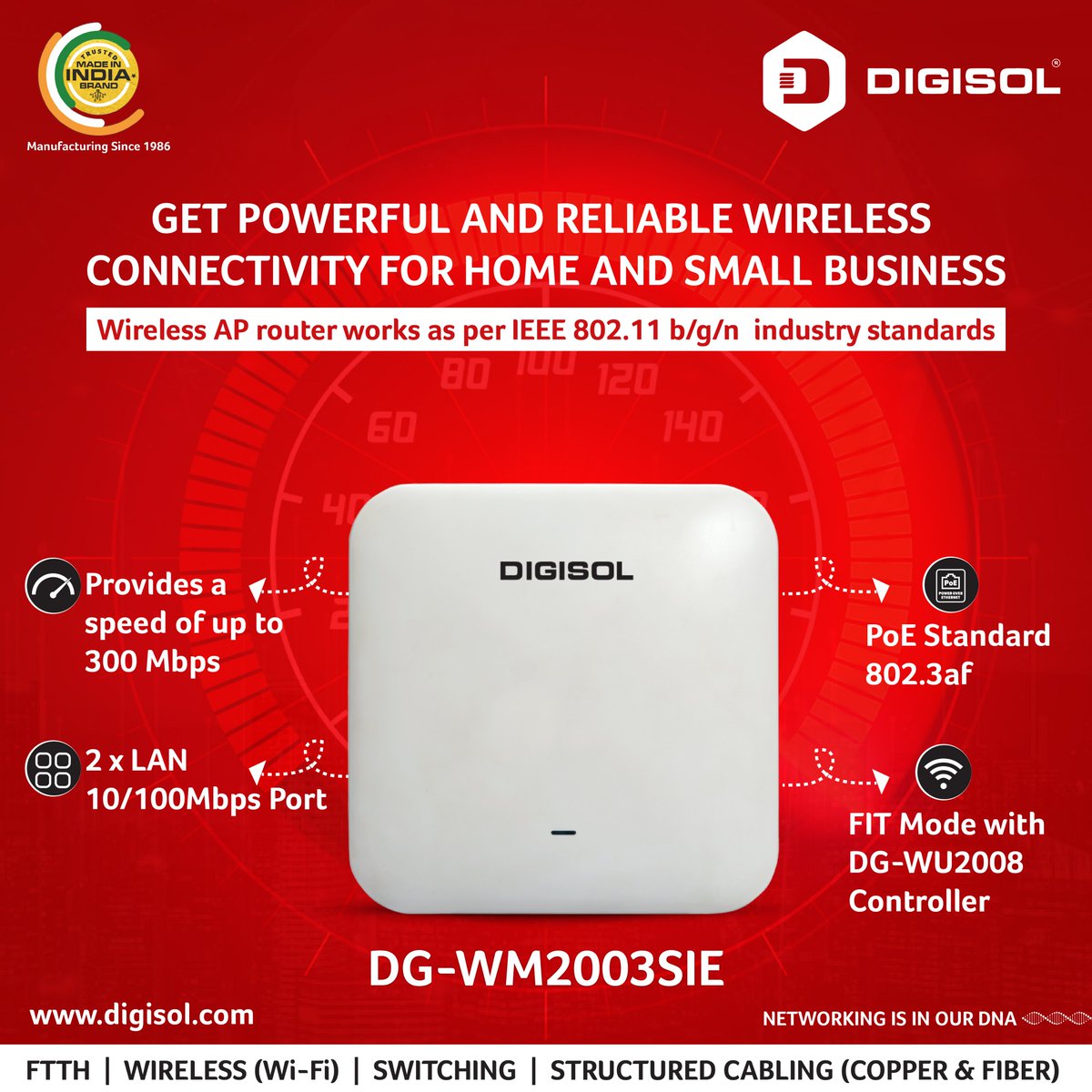 DIGISOL_SNSL's tweet image. Get high-speed and uninterrupted internet connectivity with DIGISOL’s DG-WM2003SIE wireless AP router. It provides a speed of up to 300 Mbps which helps in transferring any format of files with ease. 

Visit: bit.ly/3gWzpWb

#Digisol #WifiAccessPoint  #SmartlinkHoldings