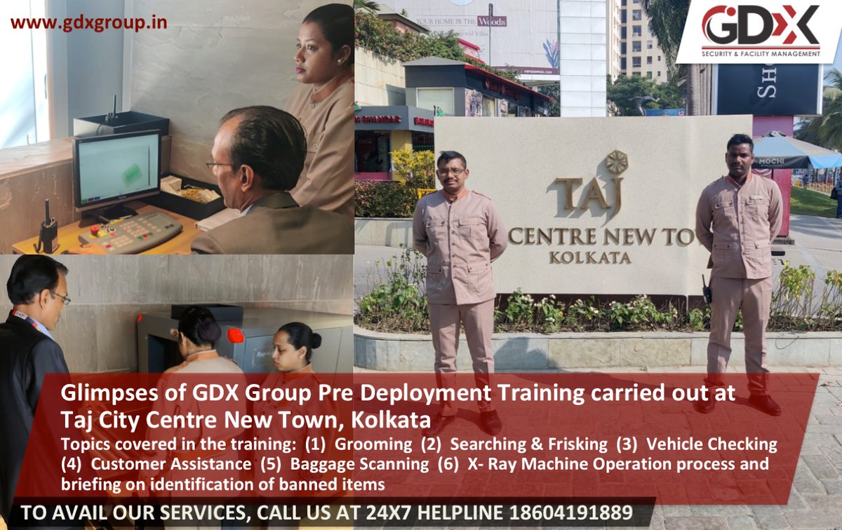 GDXfacility's tweet photo. #GDXGroup recently carried out Pre Deployment #Training at Taj City Centre New Town, Kolkata.
#GDXtech #GDXuniqueservices #GDX35YearsofServiceExcellence #SecurityServices #GDXtraining #FacilityManagement
#IntegratedFacilityManagementServices #TajCityCentreNewTownKolkata #IHCL https://t.co/9NuNcUElYH