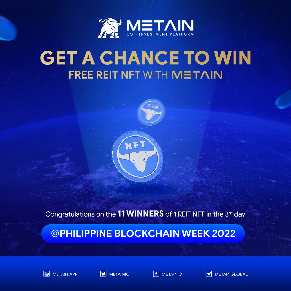 METAIN.io 🔺Road To INO (@metainio) on Twitter photo Congrats on the 10 winners of REIT NFT in the 3rd day of @philblockchain
<a href="/Hancceyy/">ghirance</a>
<a href="/ahnrhon/">rhon</a>
<a href="/xiaocreates/">xiao🔺</a>
<a href="/0xXian/">小贤 Xian.Solana🧪Building Alkanes</a>
<a href="/0xMaxxman13/">MAXX</a>
@mspattyyy
@magicianirl
<a href="/premlove153/">Prem Prasad</a>
<a href="/johnfdong/">John F. Dong</a>
<a href="/JanMikeGarcia/">Jan Mike</a>
<a href="/MiccoloSolis/">miccolo.ron</a>
Please send a DM to <a href="/0xLoneeWolf/">LoneeWolf 🌙</a> to know how to claim your prize 🎉 Congrats on the 10 winners of REIT NFT in the 3rd day of @philblockchain
<a href="/Hancceyy/">ghirance</a>
<a href="/ahnrhon/">rhon</a>
<a href="/xiaocreates/">xiao🔺</a>
<a href="/0xXian/">小贤 Xian.Solana🧪Building Alkanes</a>
<a href="/0xMaxxman13/">MAXX</a>
@mspattyyy
@magicianirl
<a href="/premlove153/">Prem Prasad</a>
<a href="/johnfdong/">John F. Dong</a>
<a href="/JanMikeGarcia/">Jan Mike</a>
<a href="/MiccoloSolis/">miccolo.ron</a>
Please send a DM to <a href="/0xLoneeWolf/">LoneeWolf 🌙</a> to know how to claim your prize 🎉
