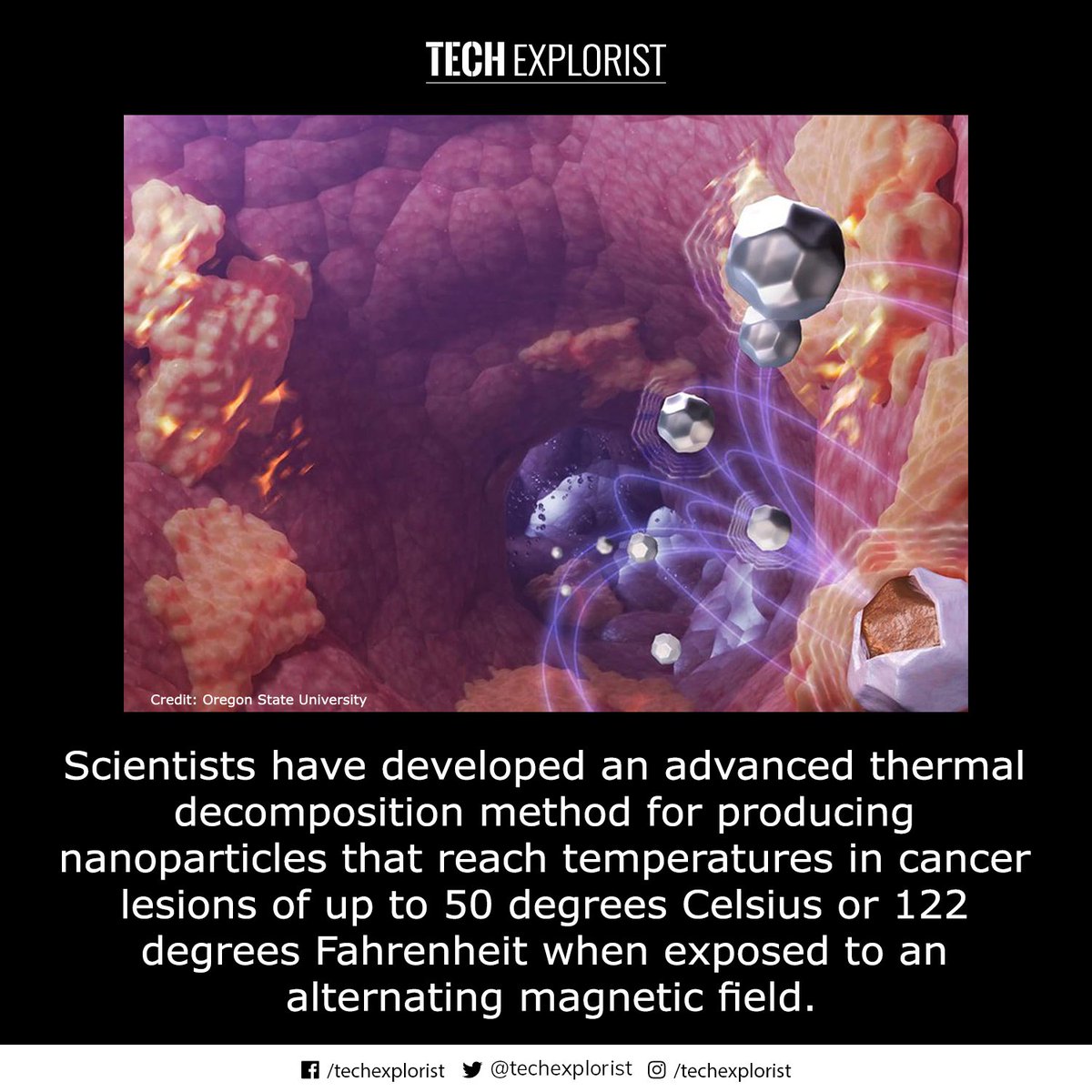 TechExplorist's tweet image. New, heat-efficient nanoparticles for treating cancer.
#nanoparticles #cancer #thermaldecomposition #magneticfieĺds #science #researchteam #techexplorist