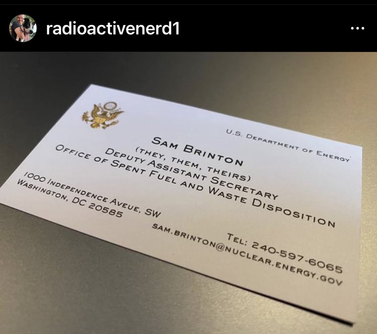 SebGorka's tweet photo. Who is #SamBrinton?

He’s still Biden’s Dep. Assistant Secretary at the Department of Energy.

His Instagram account is #NuclearNerd1.

How did this person, charged with felony theft, get his DoE Q Clearance, the highest clearance possible in the U.S. Intelligence Community? https://t.co/n57IiYtZsj