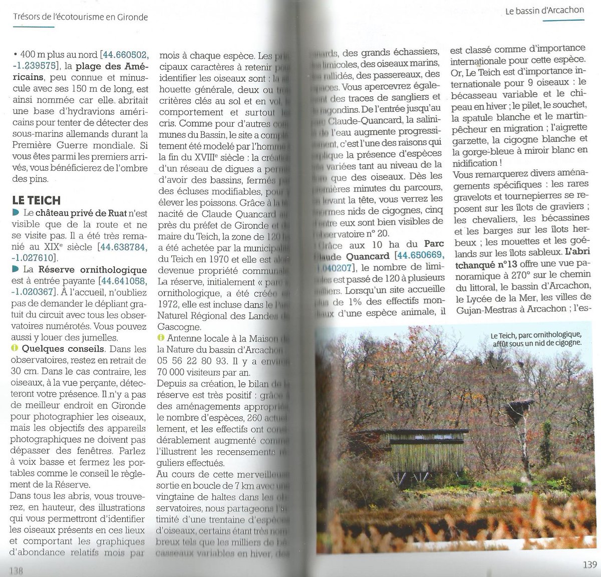 theviotmartial's tweet photo. La réserve ornithologique du Teich, ouverte au public, accueille 323 espèces d’#oiseaux, avec une attention particulière pour le #courlis cendré et l'échasse blanche. https://t.co/0DVWivc5eK
Lire aussi notre livre "Trésors de l'écotourisme en #Gironde" (extrait ci-dessous) https://t.co/DKr3fjhih4