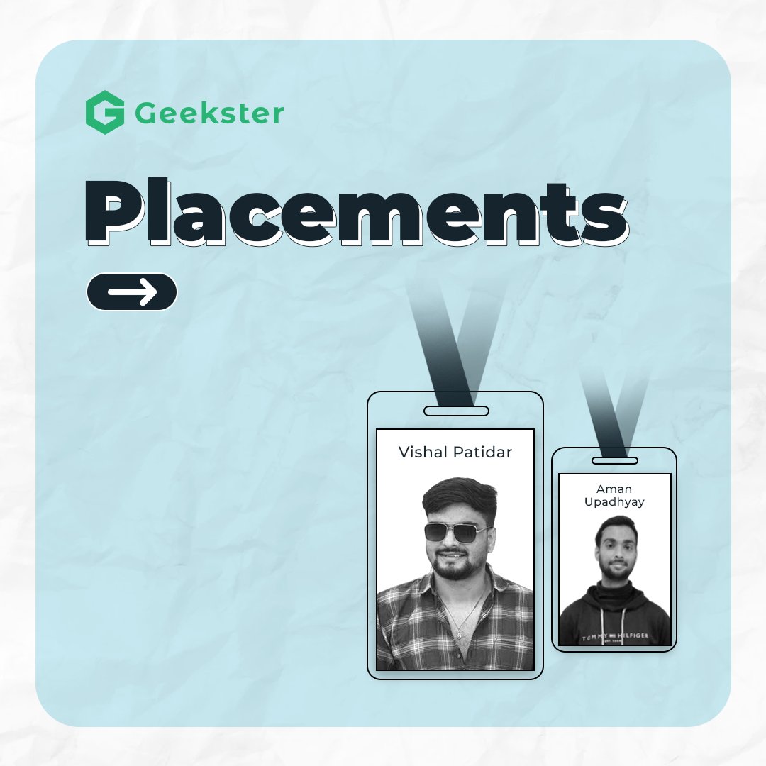 geekster_in's tweet photo. Congratulations on your placement 😀
.
May your hard work & confidence bring you the sweetest taste of success 😎
.
All the best for your new journey ahead 😀
#placements #placement2022 #fullstackdeveloper #technology #techjobs #successstory #geekster https://t.co/G5JPCZ9FxM