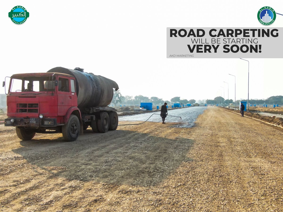 alkabirofficial's tweet photo. It's the season of carpeting roads!
Main Boulevard of Ali Block is also being carpeted today. Development work is on full swing.
Stay tuned for more updates from AlKabir Developers.
#AlkabirDevelopers #AlKabirTownPhase2 #AliBlock #Mainboulevard #Developmentupdates https://t.co/5ZEGQVLV24