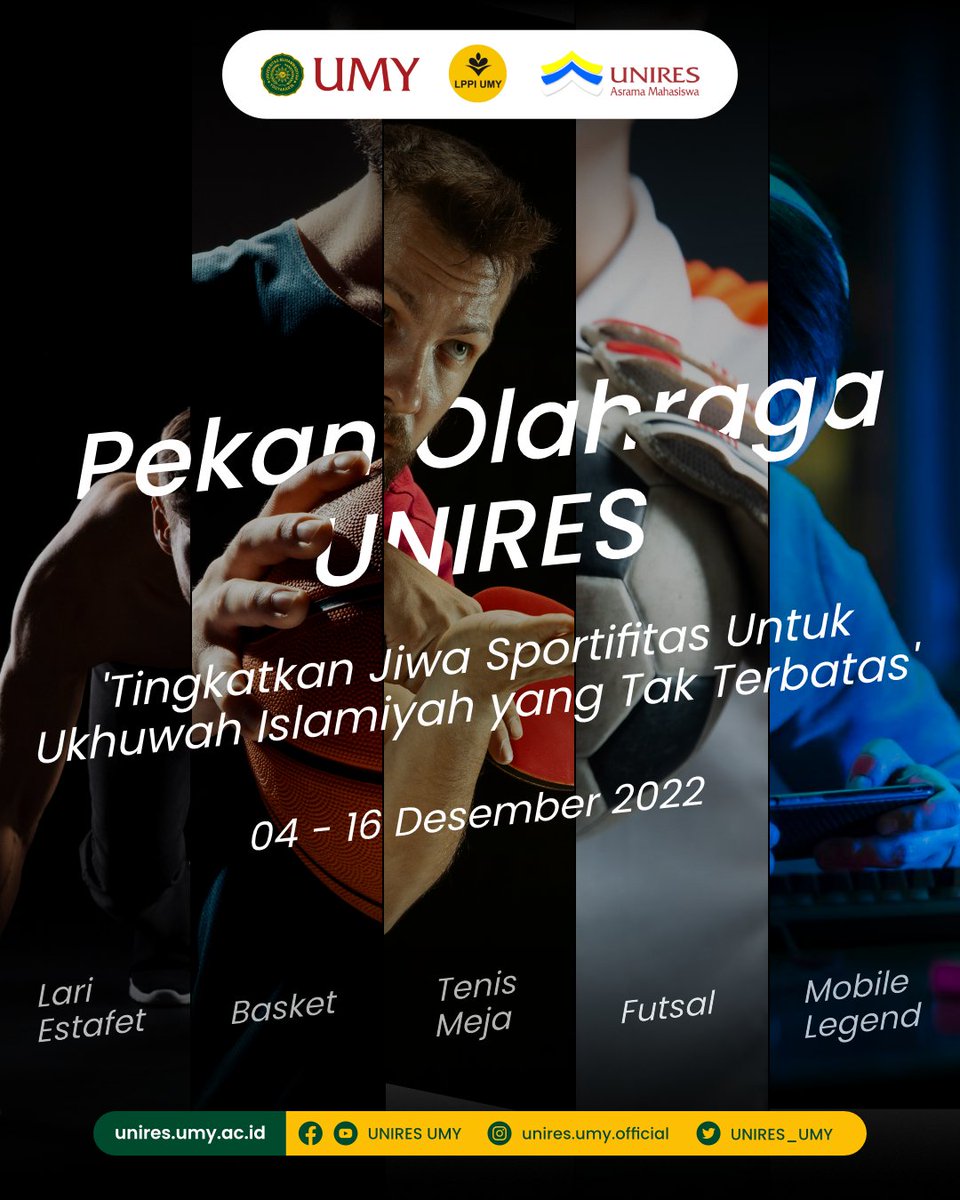 Lebih seru dan menantang! POUN 2022 kali ini menghadirkan 5 jenis perlombaan!

Sebelum lomba, ingat dulu jargon kompetisi kali ini! “POUN 2022! Junjung Sportifitas, Wujudkan Solidaritas!”

Selengkapnya klik
instagram.com/p/ClpkK_xv2Jm/…

#futsal #basket #tenismeja #mobilelegend #esport