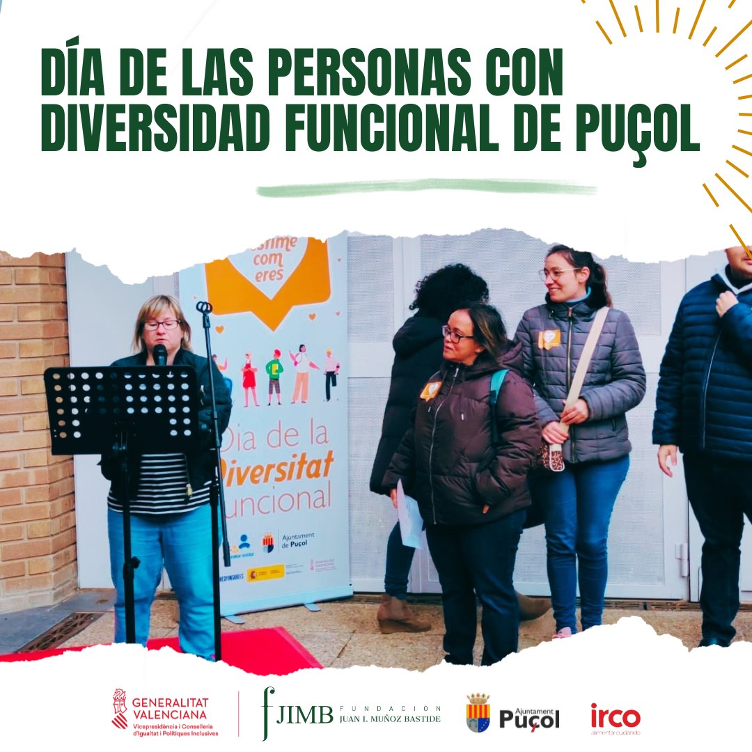fundacionjimb's tweet photo. El ayuntamiento de Puçol ha celebrado un acto en conmemoración del día de la Diversidad Funcional en el que hemos participado a través de los/as participantes y trabajadores del Taller Psicosocial Fundación JIMB de Puçol.
#Fundacionjimb #Puçol #díadeladiversidadfuncional https://t.co/Ini2X4ecBo