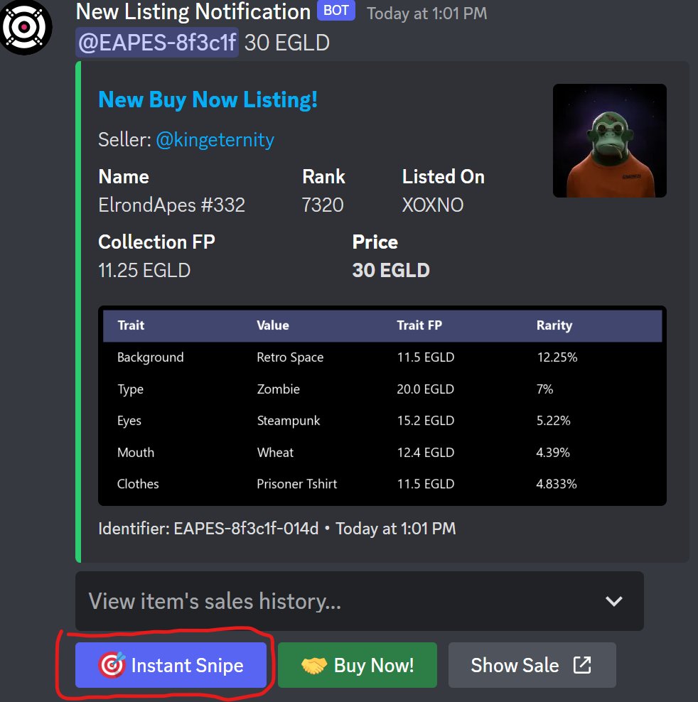 Bobbet (@bobbetbot) on Twitter photo 📢 BREAKING: THE RULES OF THE GAME HAVE CHANGED! 😱
Starting NOW - Bobbet Snipers are able to INSTANTLY snipe good deals directly via Discord! 🎯
Sniping NFTs on #MultiversX was never this easy!💪
#NFTs #ElrondCommunity <a href="/MultiversX_NFTs/">MultiversXNFTs</a> <a href="/beniaminmincu/">Beniamin Mincu |🇺🇸/acc</a> 📢 BREAKING: THE RULES OF THE GAME HAVE CHANGED! 😱
Starting NOW - Bobbet Snipers are able to INSTANTLY snipe good deals directly via Discord! 🎯
Sniping NFTs on #MultiversX was never this easy!💪
#NFTs #ElrondCommunity <a href="/MultiversX_NFTs/">MultiversXNFTs</a> <a href="/beniaminmincu/">Beniamin Mincu |🇺🇸/acc</a>