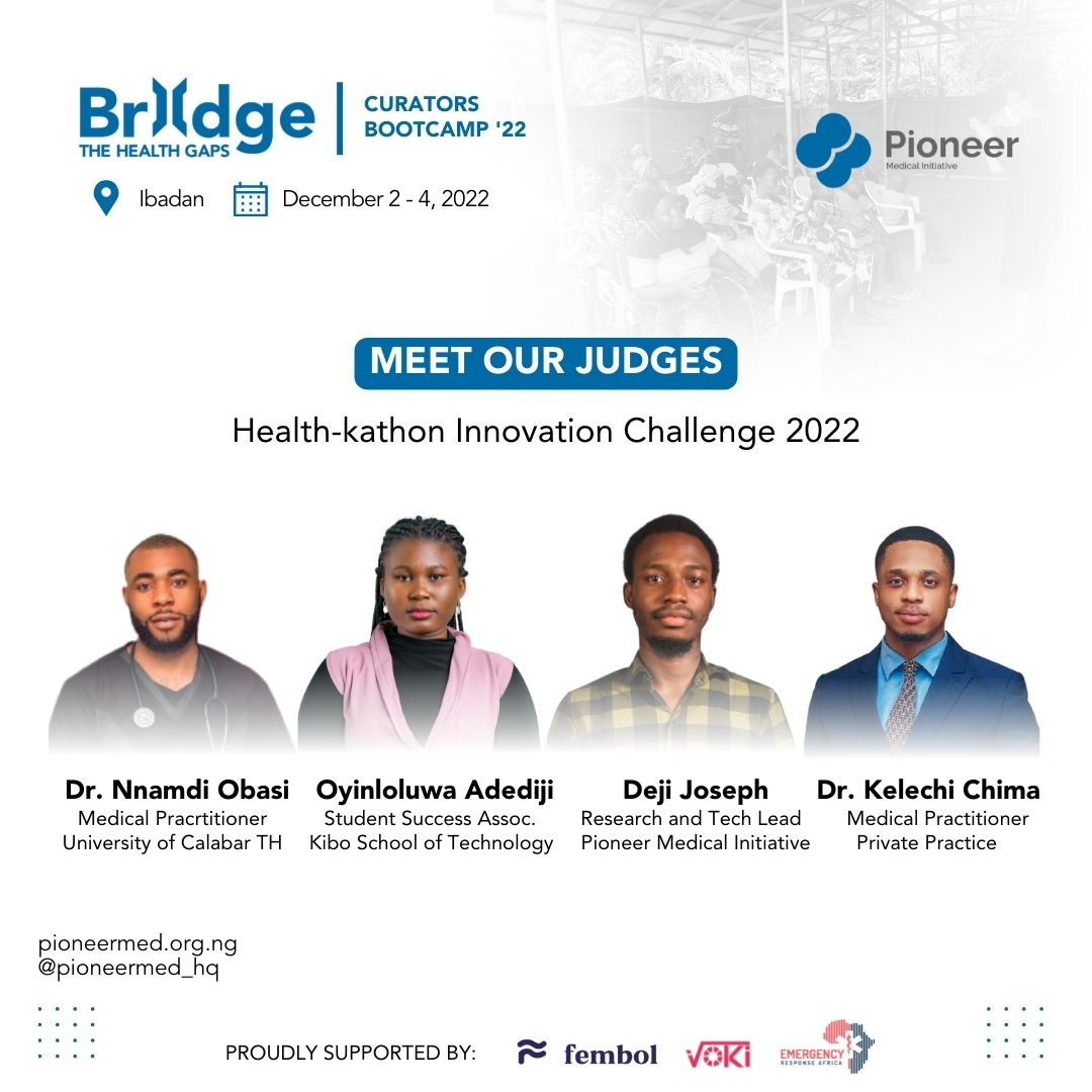 pioneermed_hq's tweet photo. Meet our judges for the health-kathon Innovation challenge 2022.
The Health-kathon is a key component of the Curators Bootcamp.
#curatorsbootcamp #proudlycurator #pioneermed #healthkathon #bridgethehealthgap https://t.co/iU9EbTtvqI