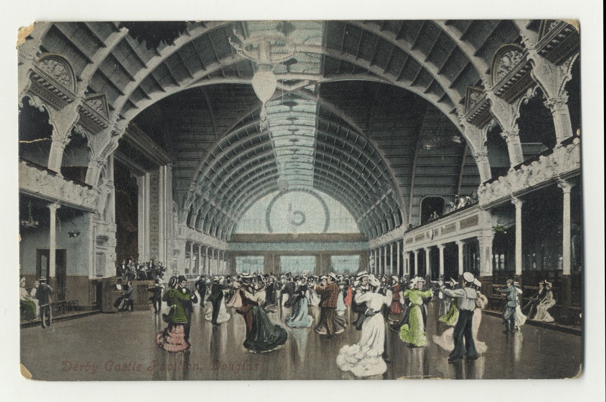 Ballrooms were often in the same complexes and designed by the same architects as theatres so for today’s #ExploreYourArchive topic #EYAParty, archive postcards of people enjoying dances in Palace Ballroom Blackpool, Belle Vue Manchester and Derby Castle Pavilion, Douglas.