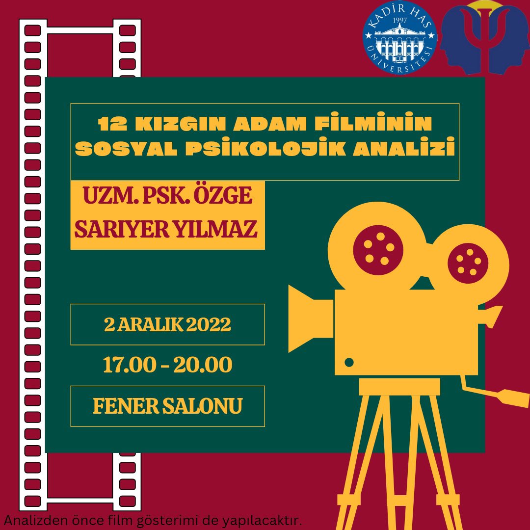 Bugün 17.00’de  Fener salonunda Uzm. Psk. Özge Sarıyer Yılmaz ile harika bir film analizi bizi bekliyor. Görüşmek üzere🥳