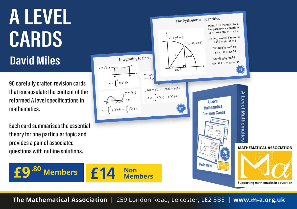 Mathematical_A's tweet photo. Are you an A-Level student or teaching A-Level Maths? Check out our A-Level Cards to help you achieve your goals! https://t.co/comveoFpZQ
#math #revision #sudy #resources https://t.co/gxrTBX1kMb