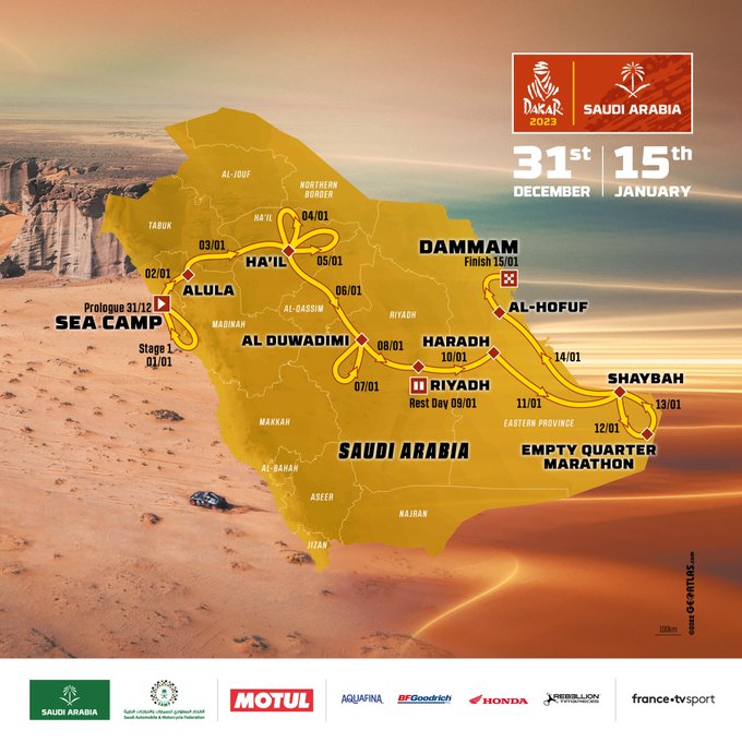 TimCoronel's tweet image. The Official #Dakar2023 route!🤩 Where will you be supporting us?😉

#rally #timcoronel #racing #dakar