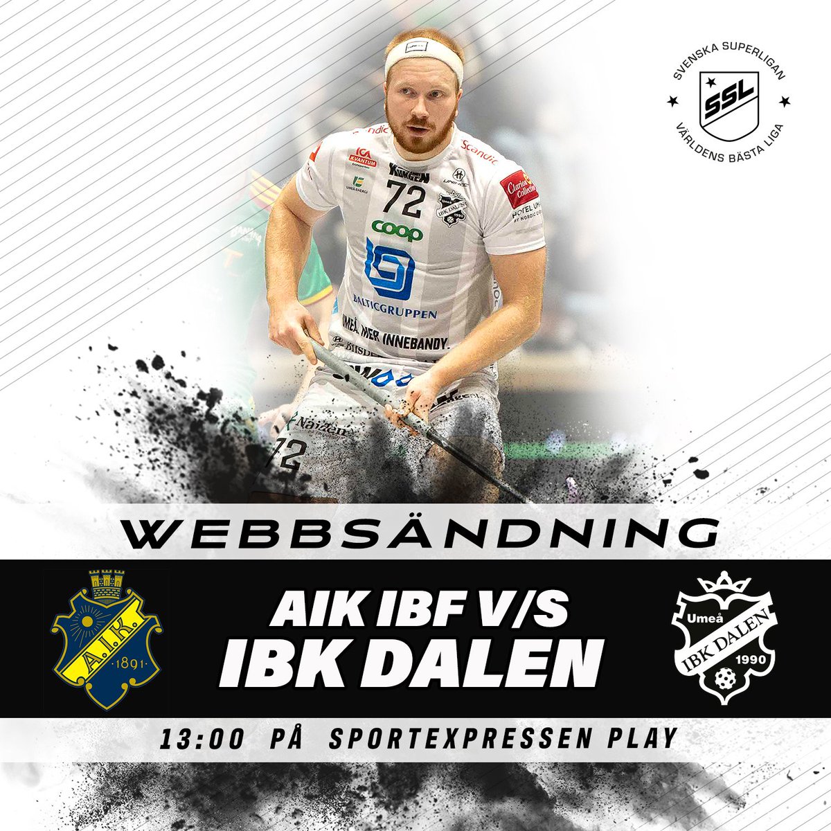 ibkdalen's tweet photo. Idag kl. 13:00 möts AIK och IBK Dalen. Matchen webbsänds här: https://t.co/BDiXknX3YN
@SSL_se @svenskinnebandy @UnihocFloorball #innebandy #floorball #svenskasuperligan #sslherr #innebandykungen https://t.co/55sH8BY3nu