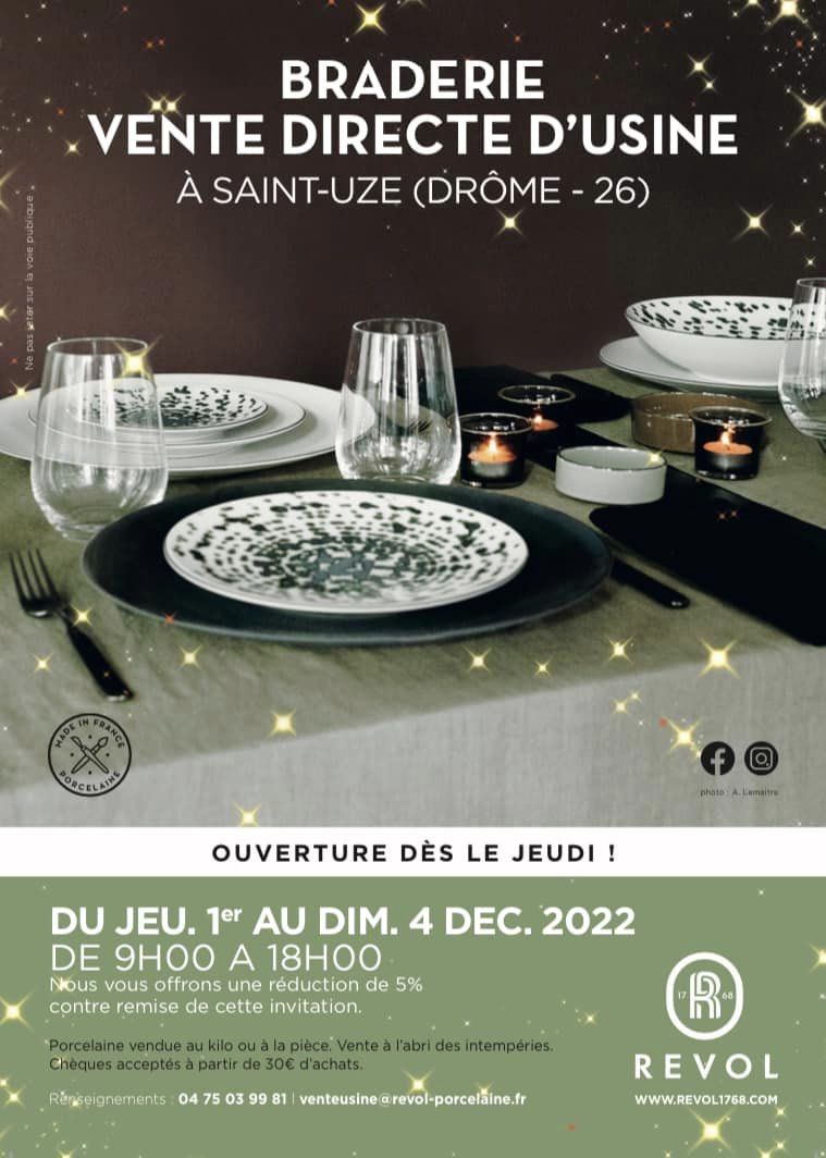 OTDromArdeche's tweet photo. 🎅IDEE CADEAUX 🎅

🎁On a l'impression que c'est le bon moment pour les cadeaux ! Alors pour vous, on a des idées !  
🤩Retrouvez jusqu'au 4 décembre la braderie Revol à Saint-Uze ! 
🍽️De quoi faire de belles tables de noël made in Porte de DrômArdèche. 

#Revol #ideecadeau https://t.co/06IBtAJpSo