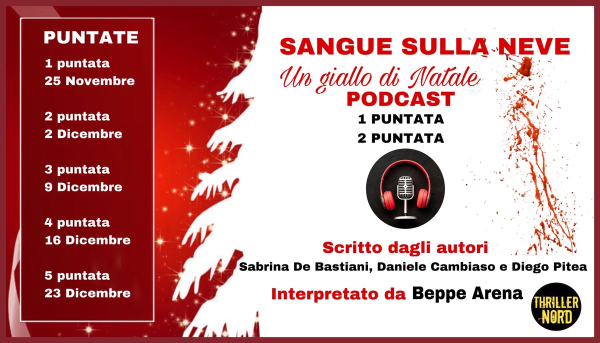 thrillernordico's tweet image. Un REGALO PER TUTTI I LETTORI
SANGUE SULLA NEVE, THRILLER INEDITO ( #thriller #podcast @Sabrina93322199 @CambiasoDaniele #pitea #thriller  #sangue #neve 
Podcast 1 e 2 puntata 🎧 thrillernord.it/sangue-sulla-n…