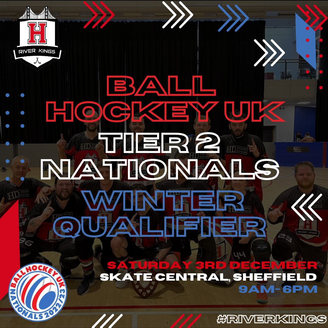 No Training tonight means....
GAME WEEK !! 
The Riverkings travel to Sheffield tomorrow to take on <a href="/NEDekstars/">NE Dekstars</a> <a href="/SteelersBHC/">Steelersbhc</a> <a href="/SheffKnights/">Sheffield Knights</a> <a href="/NottmWolvesBHC/">Nottingham Wolves</a> <a href="/BhcTitans/">NottinghamTitansBHC</a> 
in Ball Hockey UK T2 Nationals at Queens Road. 
Stay tuned to our Social feeds for updates throughout the day