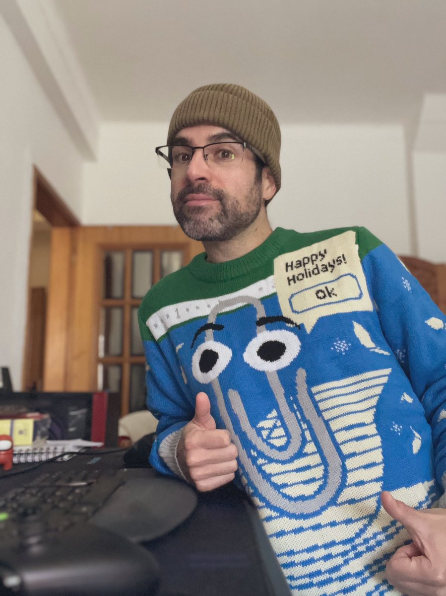 So Microsoft sent me a package with an awesome #WindowsUglySweater, it doesn’t look ugly at all, and it’s Clippy!! 
This is where I spend my days typing all my bugs. Sorry look tired it’s been an exhausting year.