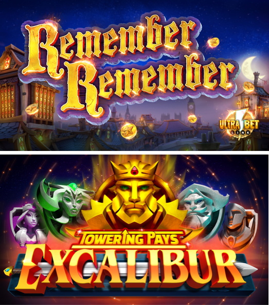 A big week for <a href="/reel_play/">ReelPlay</a>'s partners coming up with Games Lab's Towering Pays Excalibur releasing on 8th December, followed by Golden Rock's Remember Remember on 9th. 
Both games available globally via <a href="/RelaxGamingLtd/">Relax Gaming Ltd</a>.

#reelplay #gaming #wemakeslots #PoweredByRelax #RelaxGaming