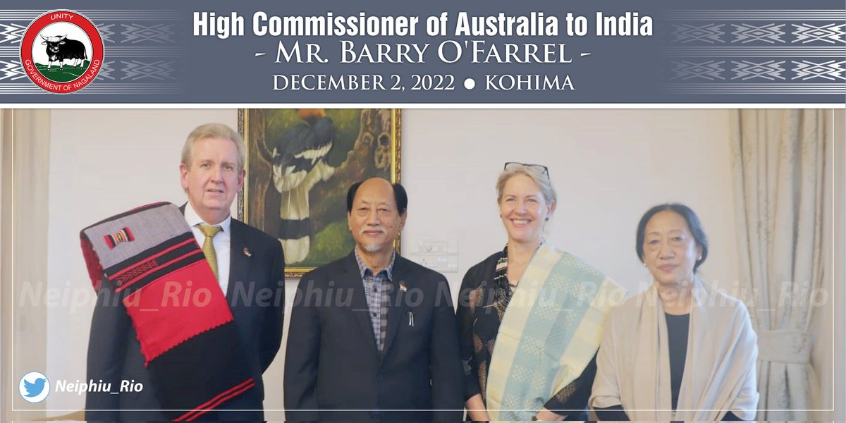 Mr. Barry O'Farrel <a href="/barryofarrell/">Barry O'Farrell</a>, High Commissioner of Australia to India <a href="/AusHCIndia/">Philip Green OAM</a> called on me. Grateful to him for gracing the  #HornbillFestival2022, the #FestivalOfFestivals, as an Honoured Guest.