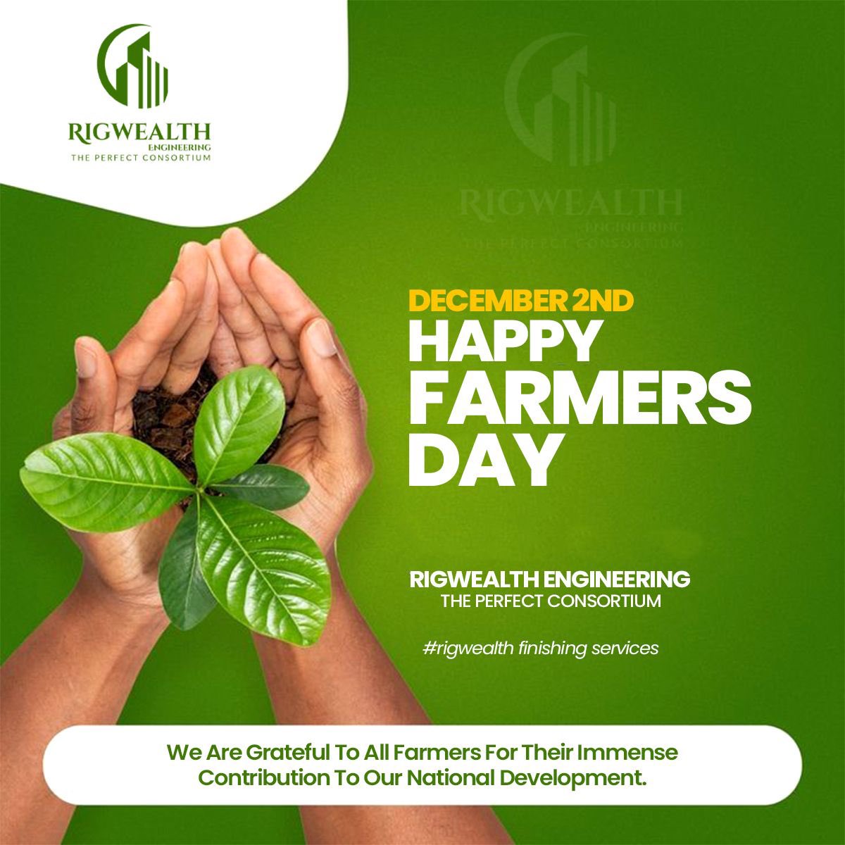 rigwealtheng's tweet photo. Happy Farmers Day, to the people who work tirelessly to produce foodstuffs for us. Those who break their backs all season to make sure we don’t go hungry. We appreciate you all.
#RigwealthEngineering! https://t.co/GvBpHW4hcm