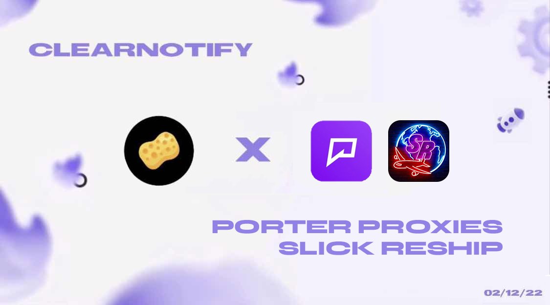 Friday 02 December 2022 

Flash Giveaway
🚨 Ends Tomorrow at 12:00 PM 🚨

- <a href="/clearnotify/">Clear Notify</a> 1x Free months
- <a href="/SlickReship/">Slick Reship</a> 3x Free weekly Slick reship
- @PorterProxies  30 days Trials

FOLLOW 🚹 + LIKE ❤️ + RETWEET 🔄