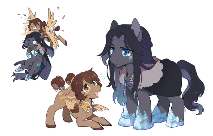 Some ponies crossed my dash last week and I felt a wave of nostalgia! (I used some of those ponies as inspiration!) I had to draw Qijiu versions and of course sparklepony!Binghe. #svsss 