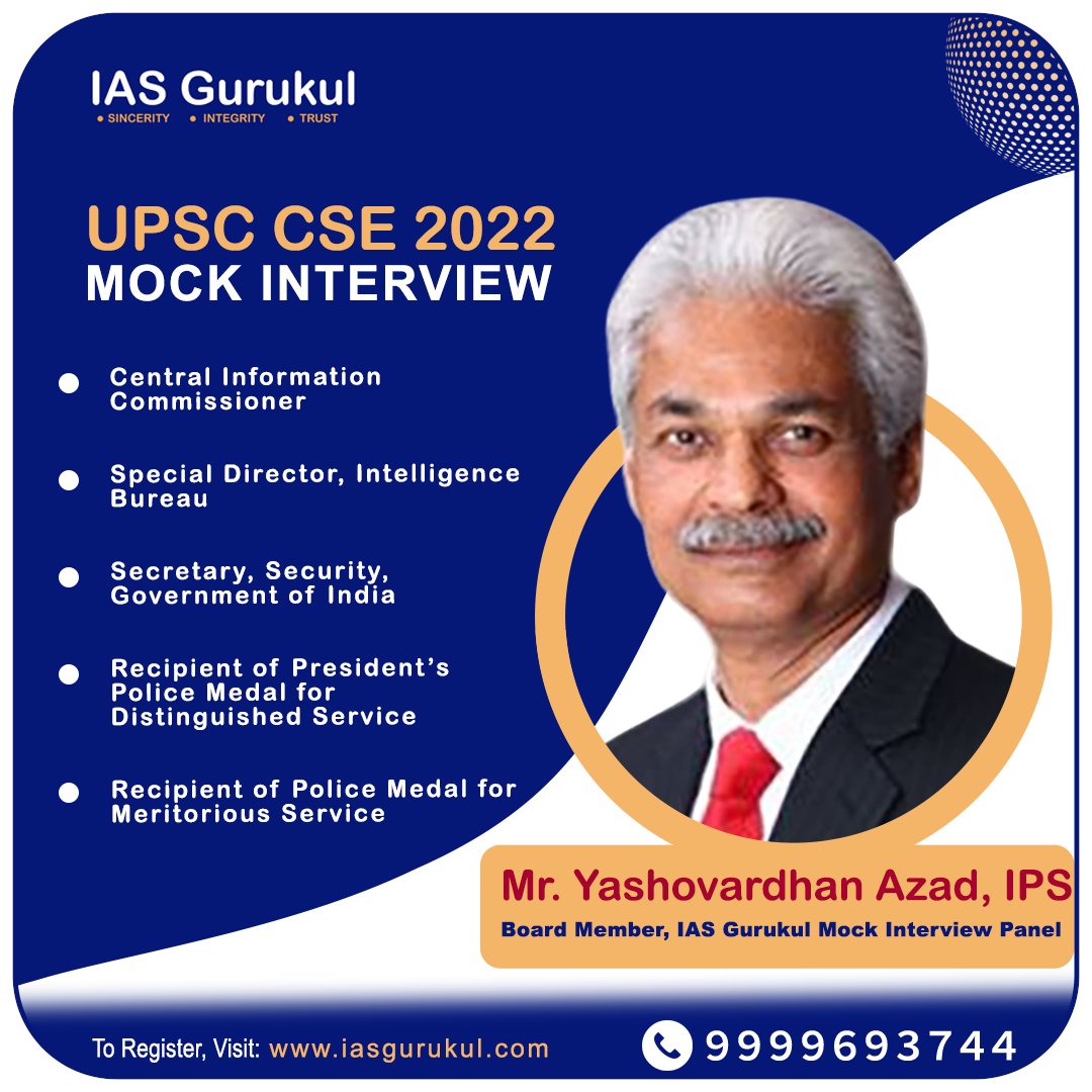 iasgurukul's tweet image. Mr. Yashovardhan Azad, IPS
Member of IAS Gurukul mock interview panel

#upscmockinterview #iasmockinterview #upsccseinterview2022