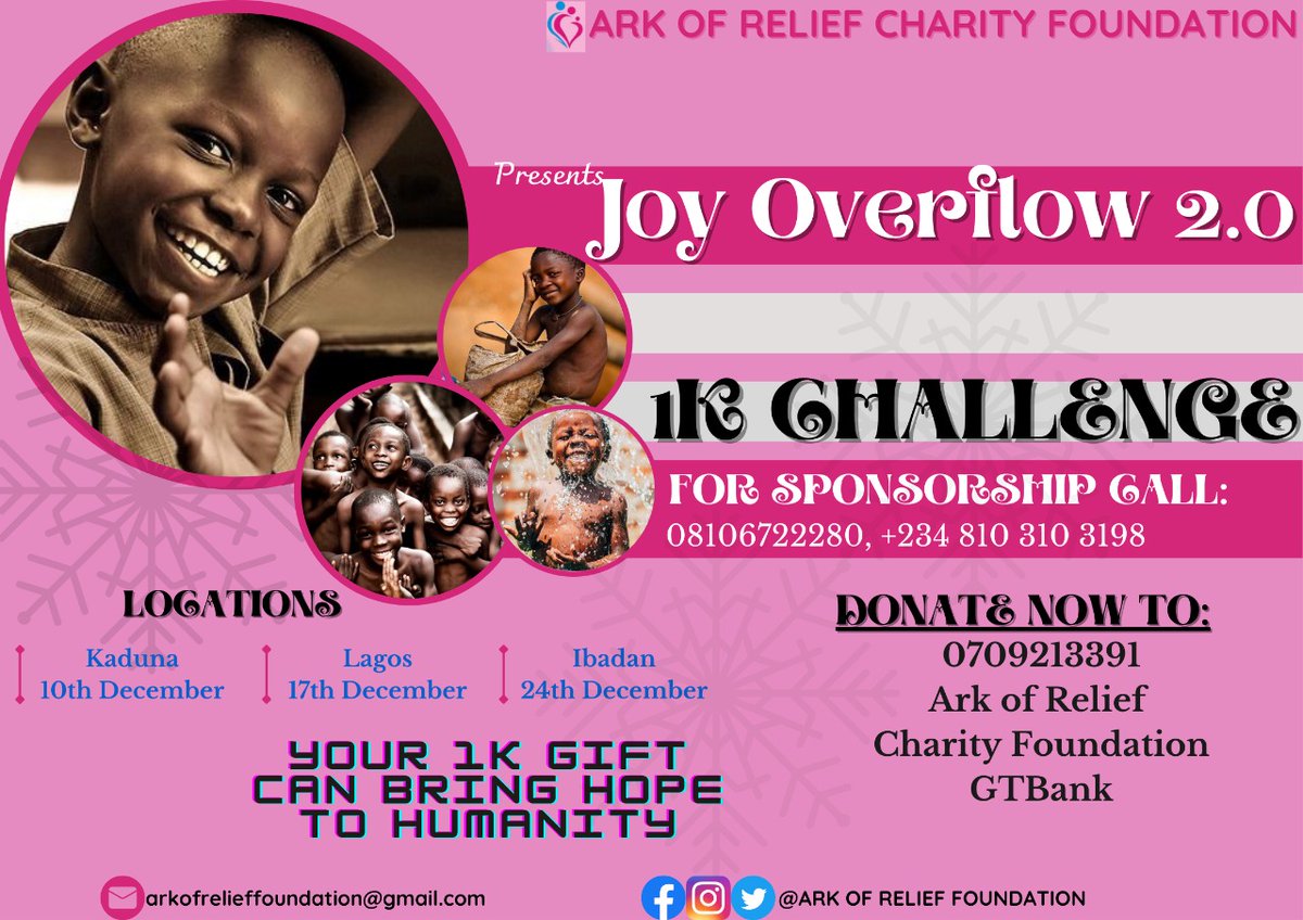ark_of_relief's tweet photo. Ark of Relief Foundation will be hosting an outreach in 3 locations. We humbly seek for your kind support as we will use it to achieve the following:

✅ visiting two hospitals within each state as indicated in the flyer
✅ clearing of debts of vulnerable on sick bays https://t.co/4Pheorzaiw