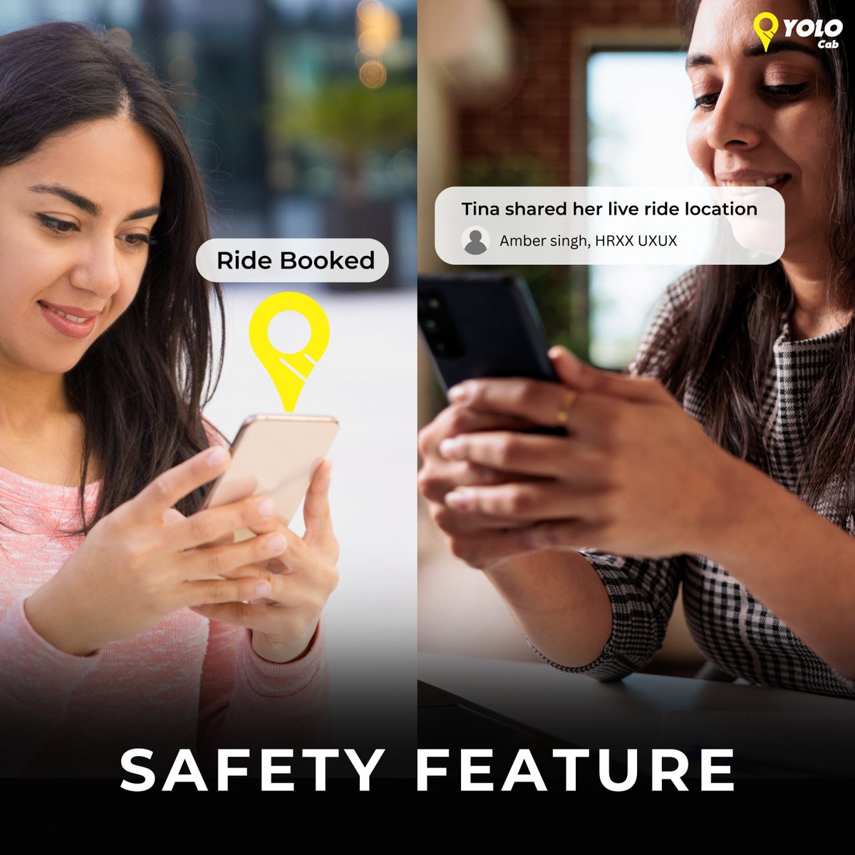 YOLOcab_'s tweet photo. We've got you covered with safety and ease. Share your live ride location while traveling with yolocab app. #yoloyourself

#safety #ridehailing #cabs #delhi #noida #gurgaon #zerosurgecharge https://t.co/BB2Zy6HqZK