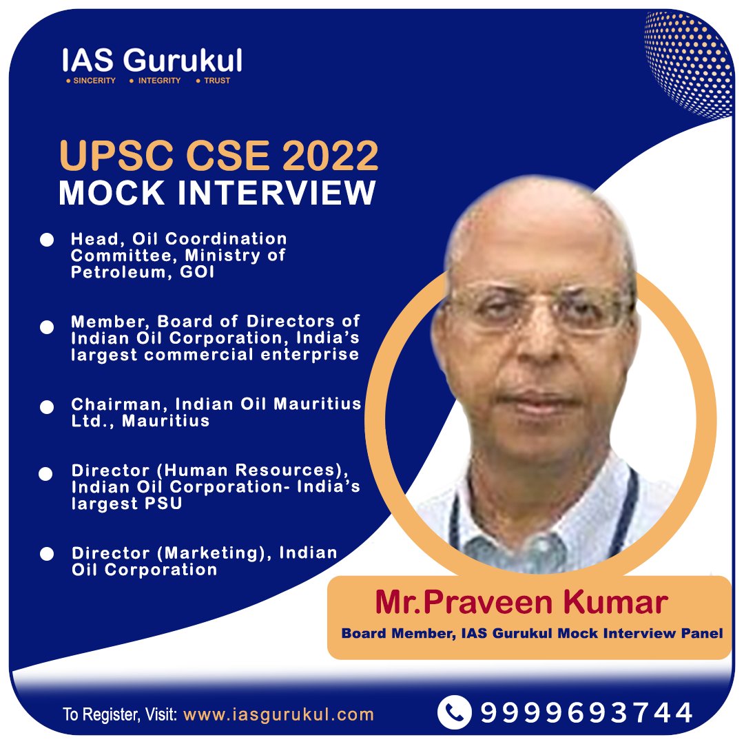 iasgurukul's tweet image. Mr. Praveen Kumar
Member of IAS Gurukul mock interview panel

#upscmockinterview #iasmockinterview #upsccseinterview2022