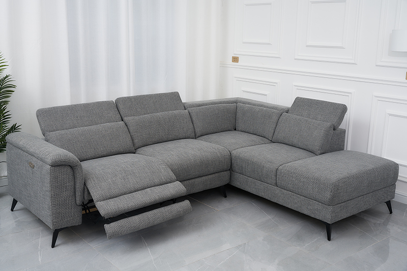 Power Fabric Recliner sofa with adjustable headrest