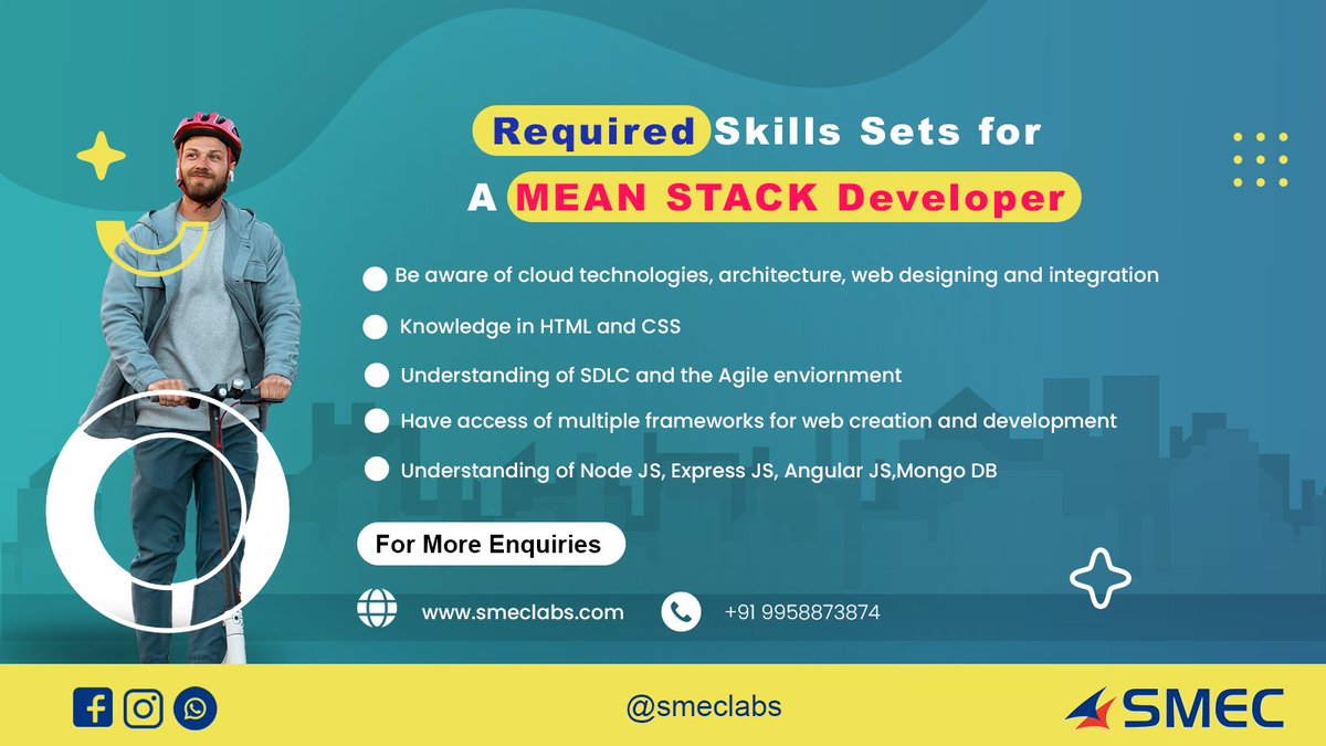 SMEClabs's tweet image. Learn more about MEAN stack with our experts! 
#smallbusiness #SMEClabs #SMECTechnologies #kochidiaries #keralajobs #joborientedcourses #MeanStack #meanstackdeveloper #MEANStackDevelopment #MongoDB #nodejs #AngularJS #expressjs #Developer