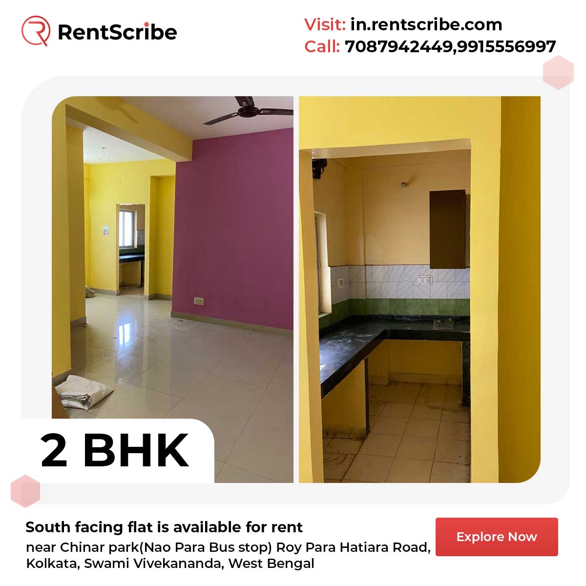 RentScribeApp's tweet photo. 2 BHK flat is available for rent near Chinar park(Nao Para Bus stop) Roy Para Hatiara Road, Kolkata,Swami Vivekananda, West Bengal

For more details, please call 7087942449/ 9915556997 or visit https://t.co/lrcngOnB48

#rentscribeapp #rentpayment #nobrokerage #kolkata #westbengal https://t.co/IcHu8PoZs2