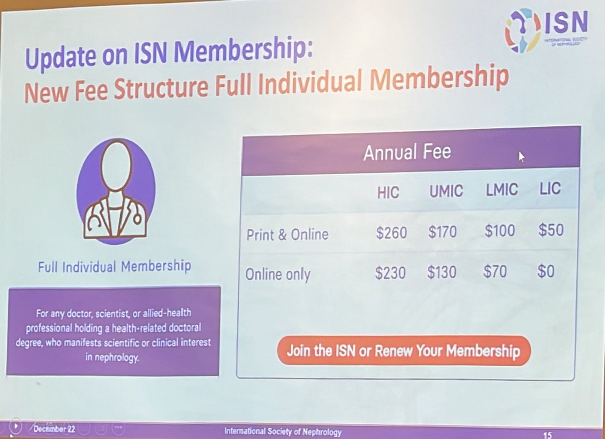 .@AgnesFogo telling us great opportunity which @ISNkidneycare provides I'm a big fan of ISN to provide stratifed fees structure She correctly points out that no other nephrology society provides such low rates #isncon22