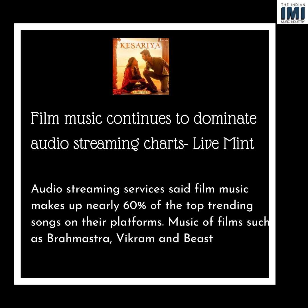 Check out the @IndianMusicorg for more music business updates Source- @livemint Like, share and follow #indianmusicindustry #musicbusiness #filmmusic #nonfilmmusic #apexbody #recordedmusic #audiostreaming
