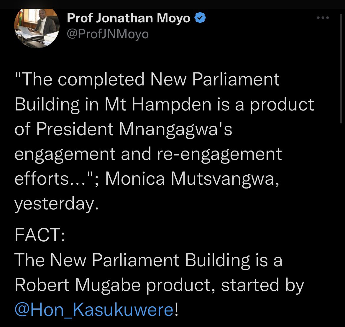 Cde @Hon_Kasukuwere tell us how you became the brains behind the new Parliament building as reported below