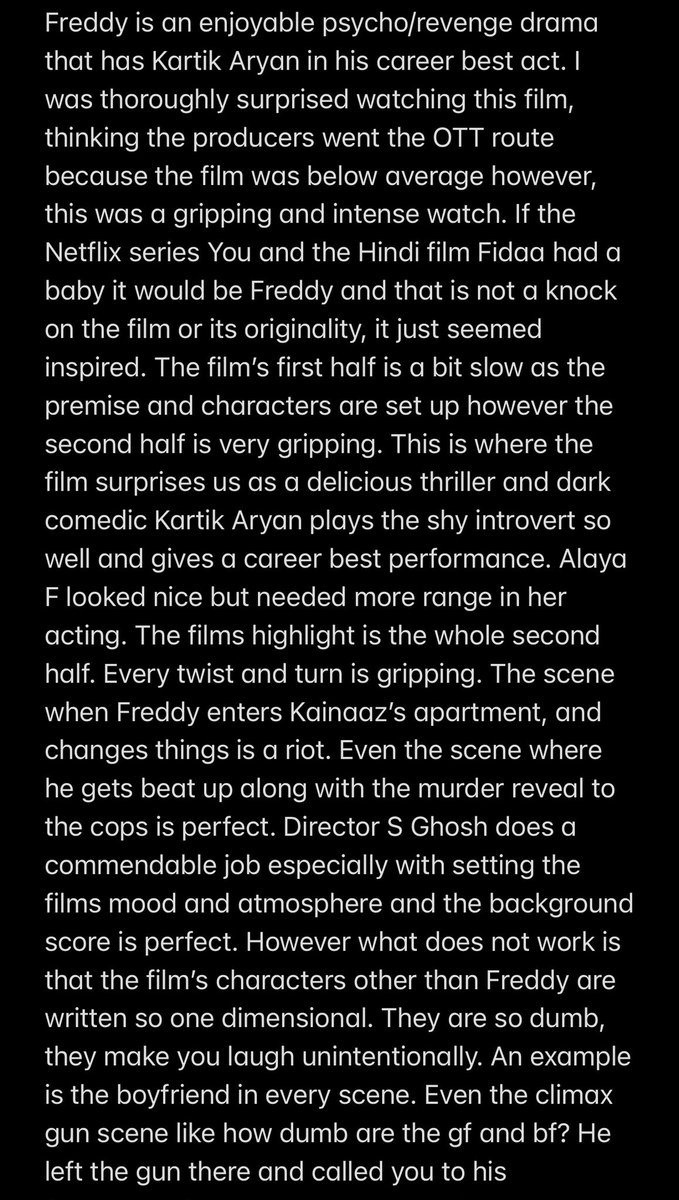 JJsmoviereviews's tweet photo. #Freddy (Hindi|2022) - HotStar
3.5/5⭐️ full review below ⬇️

#FreddyOnHotstar #HotStar #DisneyHotStar #KartikAaryan #AlayaF #ShashankaGhosh #Disney #HotStarSpecial #HindiMovie #Hindi #Bollywood #FreddyReview #Kartik #NHStudioz #BalajiTeleFilms #EktaKapoor #pritam #FreddyTrailer https://t.co/eCsY4HrIVG