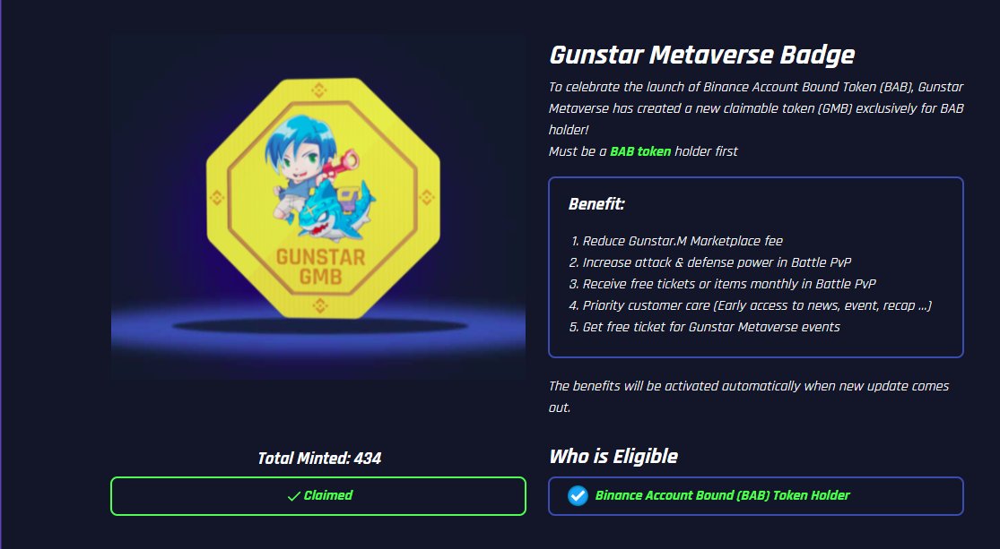 jordzackdoodles's tweet photo. Almost forgot to claim my badge! Everyone start claiming!
@GunStar_io
@GunstarAcademy
#Gunstar #Metaverse #JourneyToSaveStarWorld #RaidBoss #esportsfi $GSTS $GSC #PlayAndEarn #FreeToPlay #BuildonBNBChain #BNBChain #GunstarMetaverseBadge #BABToken https://t.co/JJs3OFeIK2