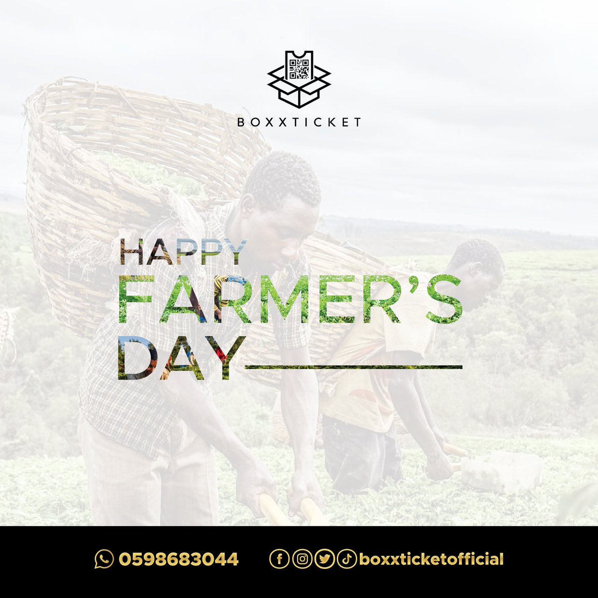 boxxticketoffi1's tweet photo. Happy Farmers Day!
Best #wishes to all farmers around the world for your hardwork .
#FarmersDay #Trending #fridaymorning #boxxticket #ticketing #photooftheday #Ghana . https://t.co/BoBkE5VeVH